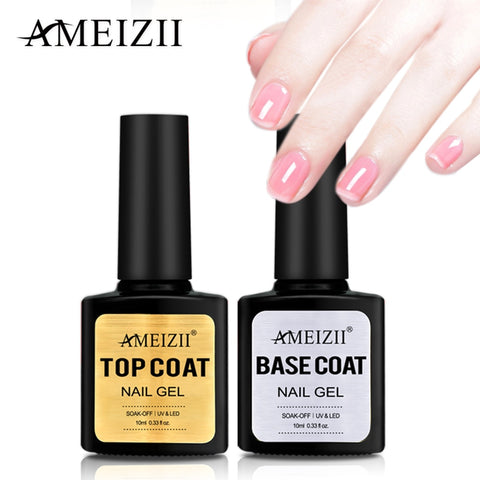 AMEIZII Top Base Coat Soak Off Gel Nail Polish UV LED