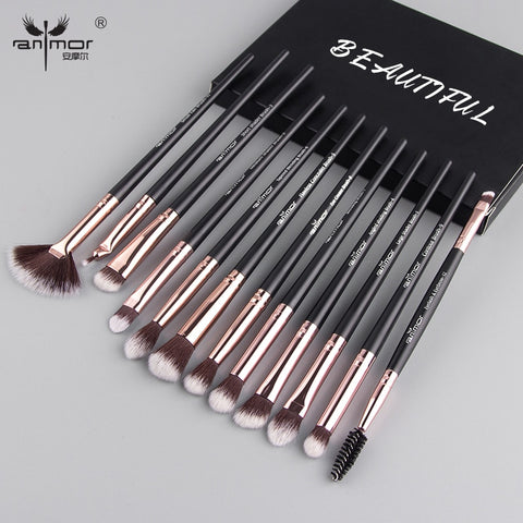 Anmor Pro Makeup Brushes Set 12 pcs/lot Eye Shadow Blending Eyeliner Eyelash Eyebrow Brushes